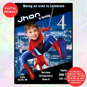 Spiderman Geburtstagseinladung, Superhelden-Einladung, Spiderman-Einladungskarte, Superhelden-Geburtstagseinladung, druckbare digitale Datei