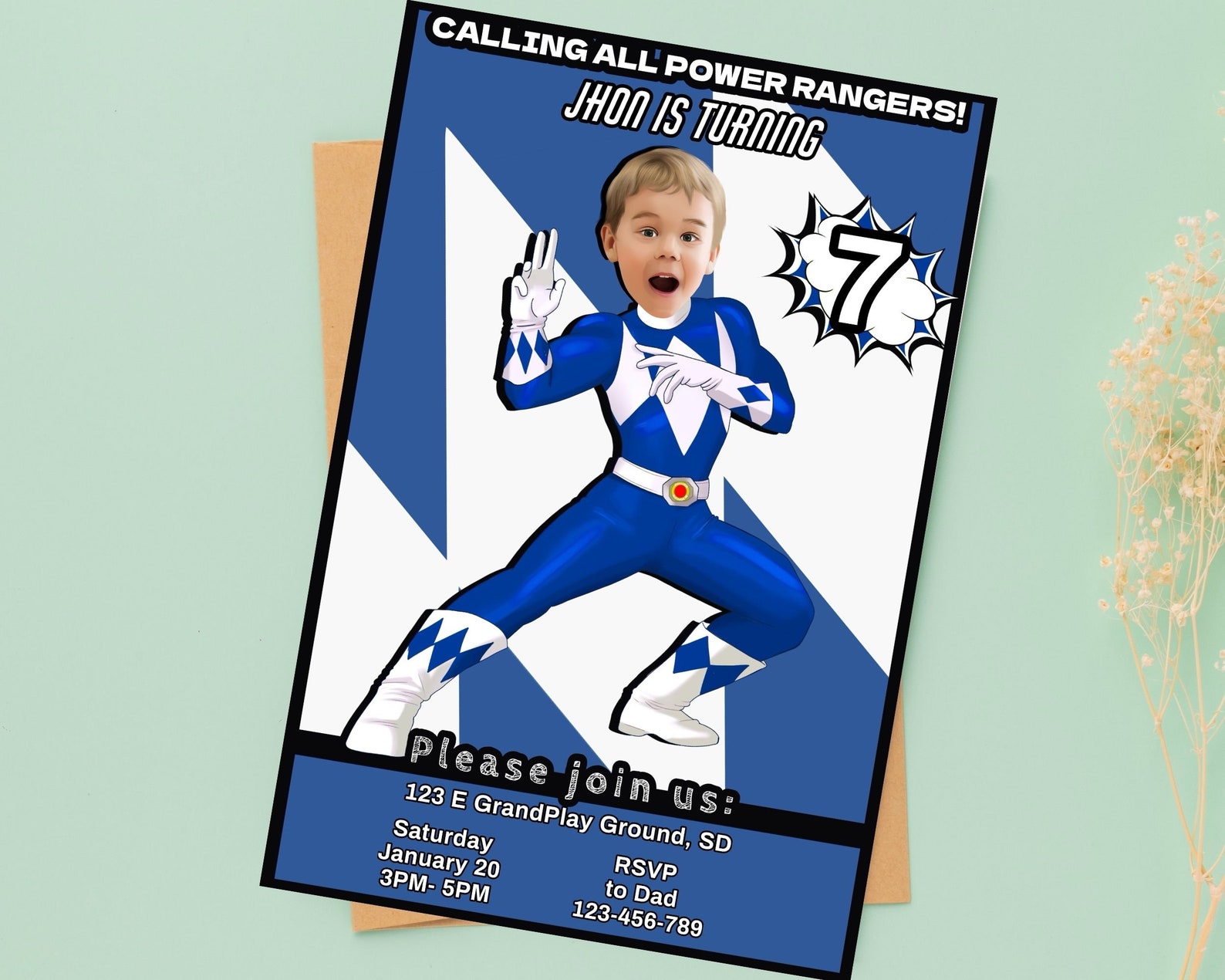 Power Ranger Birthday Invitation, Printable Birthday Invitation ...