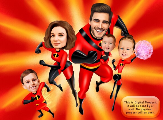 The Incredibles Family Portrait Personalized Superheroes - Etsy The Incredibles Family Portrait Personalized Superheroes - Etsy