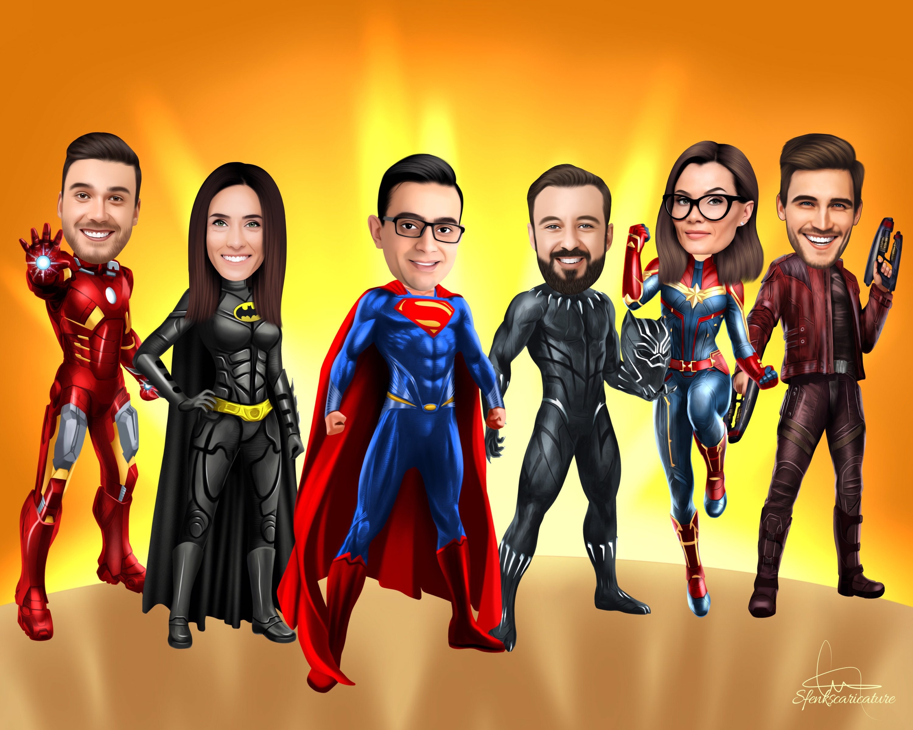 Custom Family Superheroes Portrait, Personalized Marvel Dc Cartoon, Caricature Gift For Couple, Digital Download Custom Family Superheroes Portrait, Personalized Marvel Dc Cartoon, Caricature Gift For Couple, Digital Download