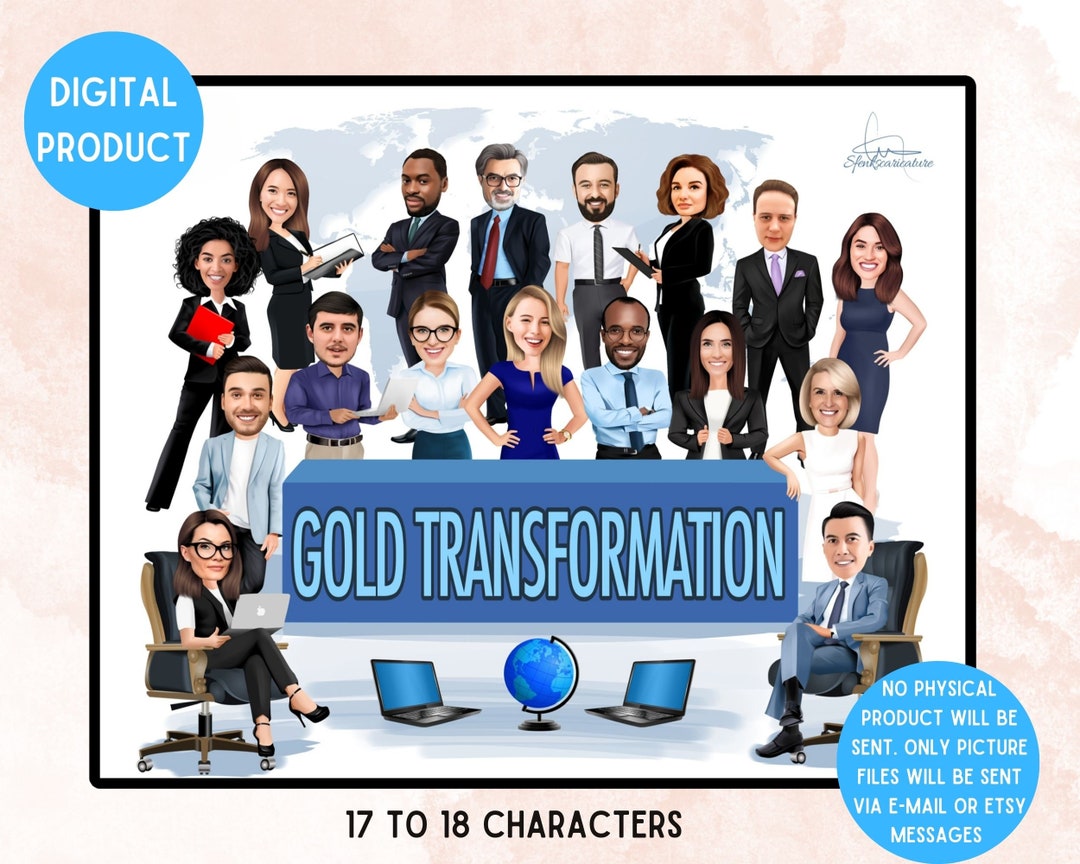 Employee Portrait Graphics Corporate Team Portrait Art Fun Employee Cartoon Gift Idea Custom Big ...