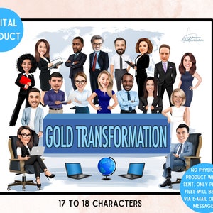 Corporate Team Portrait Art – Fun Employee Cartoon Gift Idea Custom Big Company Portrait Gift (17-18 People)