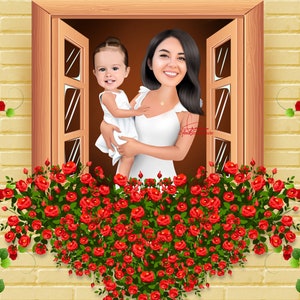 Personalisierte Mutter und Tochter Karikatur, Personalisiertes Vater Sohn Karikatur Portrait, Digital Superheld Design Geschenk