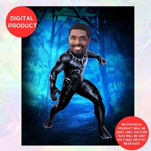 Personalisierte Black Panther Portrait, Holen Sie sich Ihr eigenes Superhelden-Portrait von Ihrem Foto, Superhelden-Geburtstags-Kunst-Dekor, nur digitale Datei