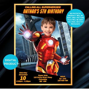 Ironman Geburtstagseinladung, Superhelden-Einladung, Ironman-Einladungskarte, Superhelden-Geburtstagseinladung, druckbare digitale Datei
