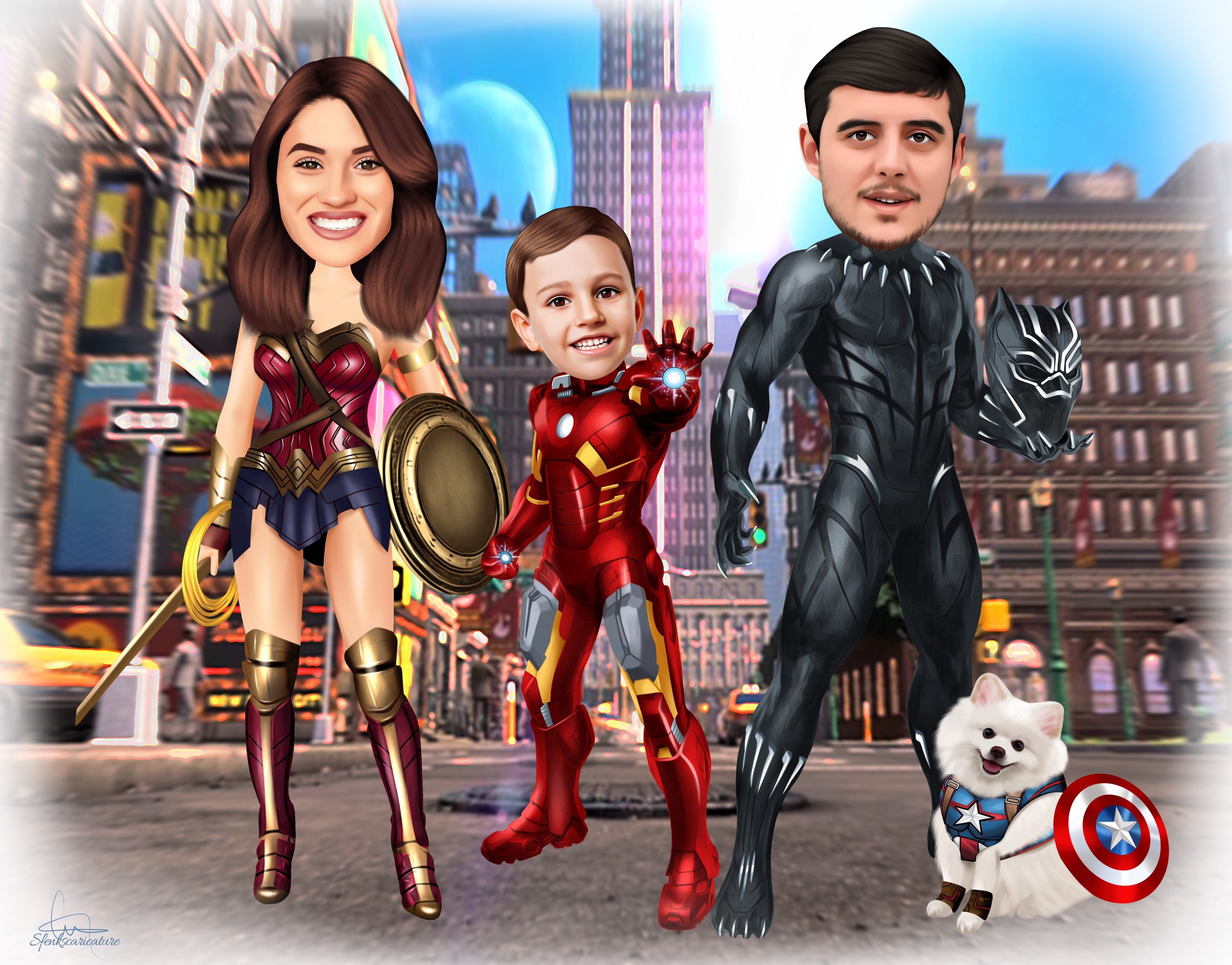 Father's Day Cartoon Gift, Custom Family Superheroes Portrait, Personalized Family Cartoon, Digital Download Father's Day Cartoon Gift, Custom Family Superheroes Portrait, Personalized Family Cartoon, Digital Download