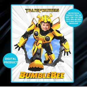 Bumblebee Portret, Rescue Bots Transformers Verjaardagscadeau, Custom Birthday Party Decor, Digital Kids Party Invite, Boys Verjaardag