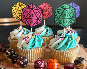 D20 カップケーキ トッパー 印刷可能な誕生日パーティー用品 (デジタル ファイル)