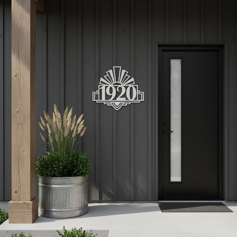 Art Deco House Number Sign – Custom Metal Address Plaque - Etsy