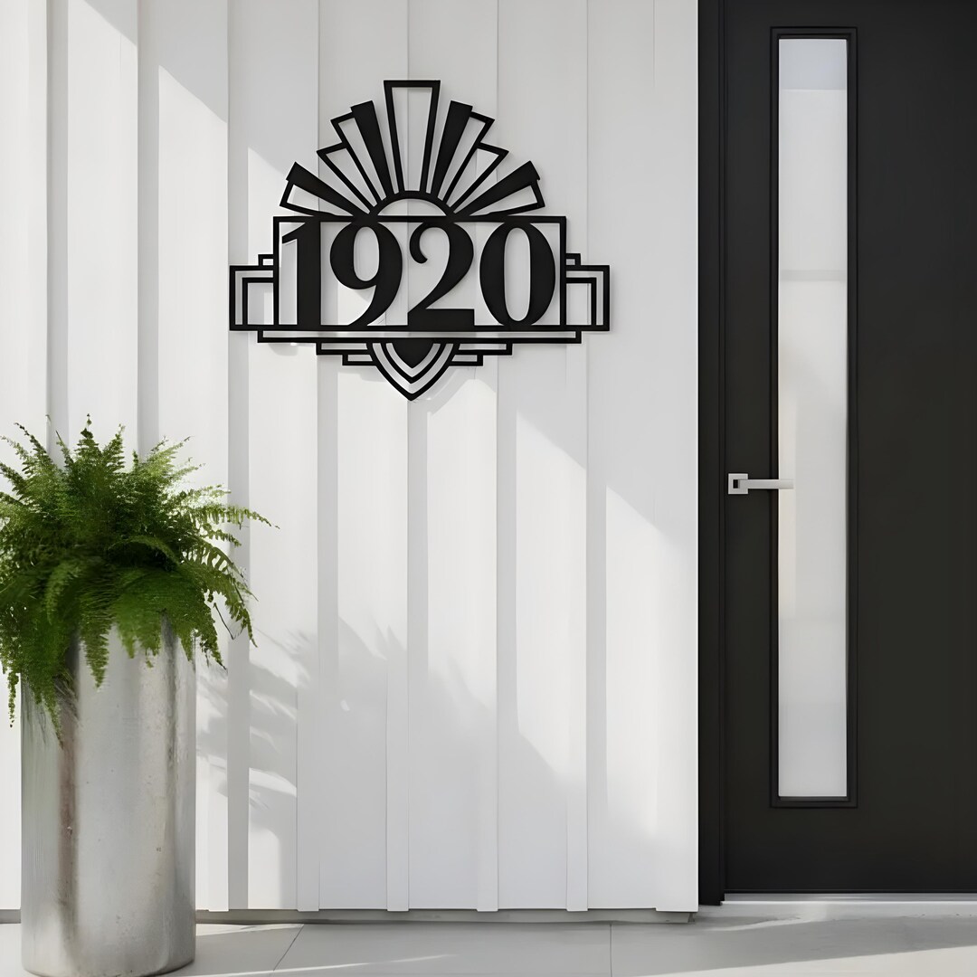 Art Deco House Number Sign – Custom Metal Address Plaque - Etsy