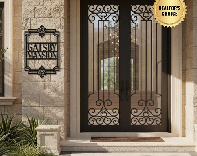 Featured listing image: Modern Realtor Closing Gift, Custom Mansion Sign, Rectangular Estate Plaque, Personalized Family Name, Luxury Gate Decor