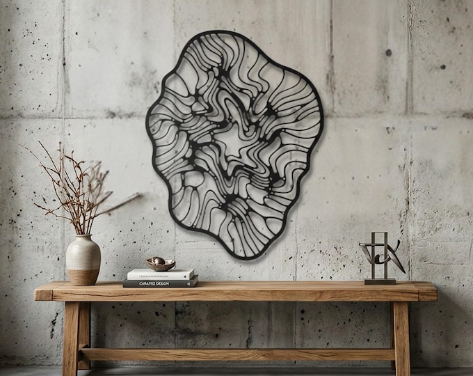 Featured listing image: Large Biomorphic Metal Wall Art, Organic Cellular Steel Wall Decor, Modern Abstract Sculpture