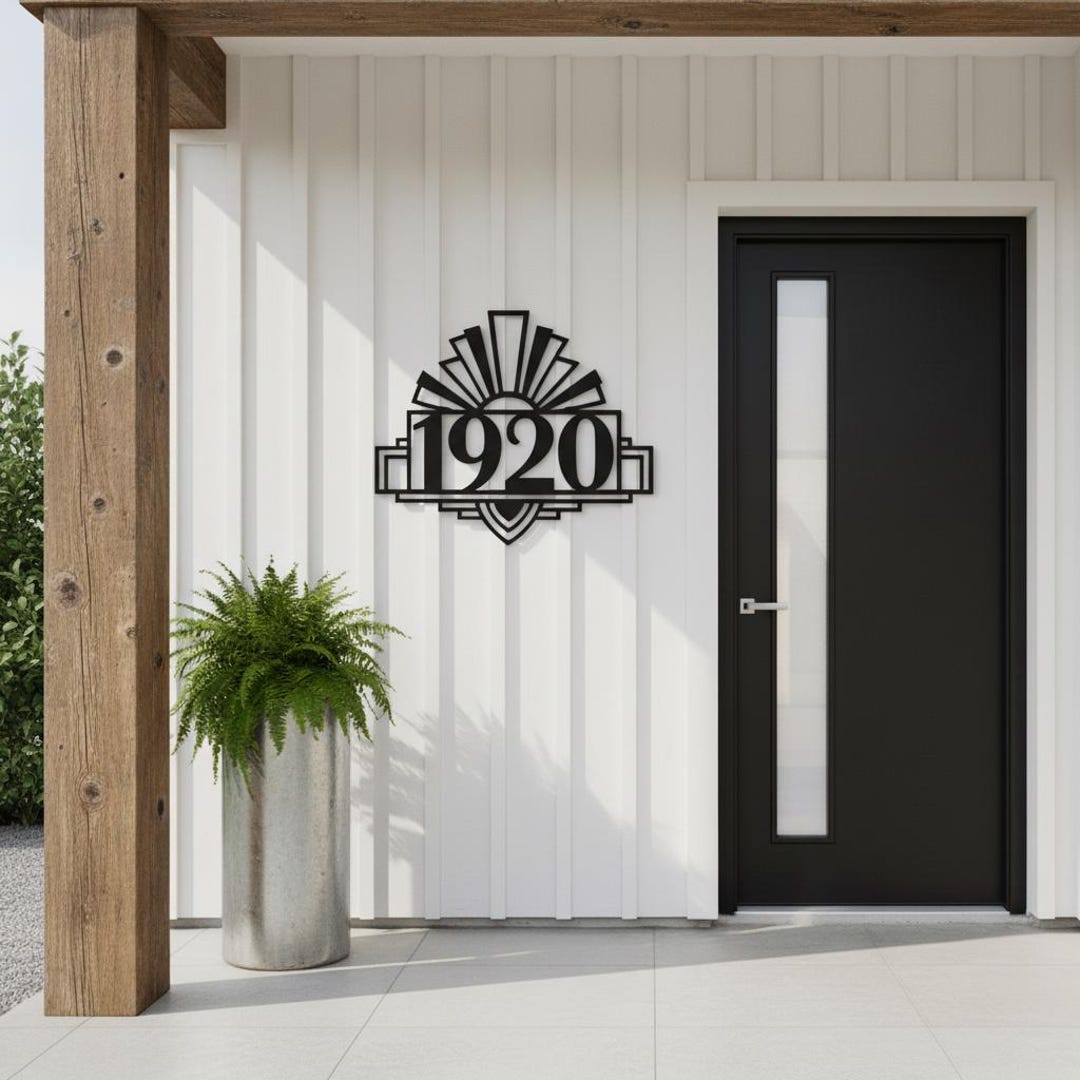 Art Deco House Number Sign – Custom Metal Address Plaque - Etsy UK