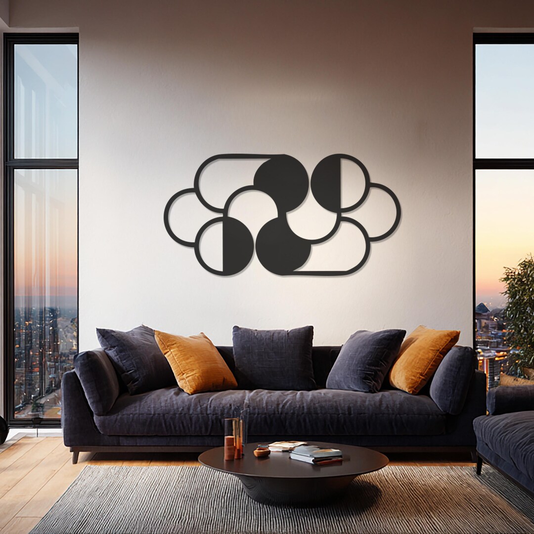 Abstract Geometric Metal Wall Art, Modern Minimal Design, Circular Line ...