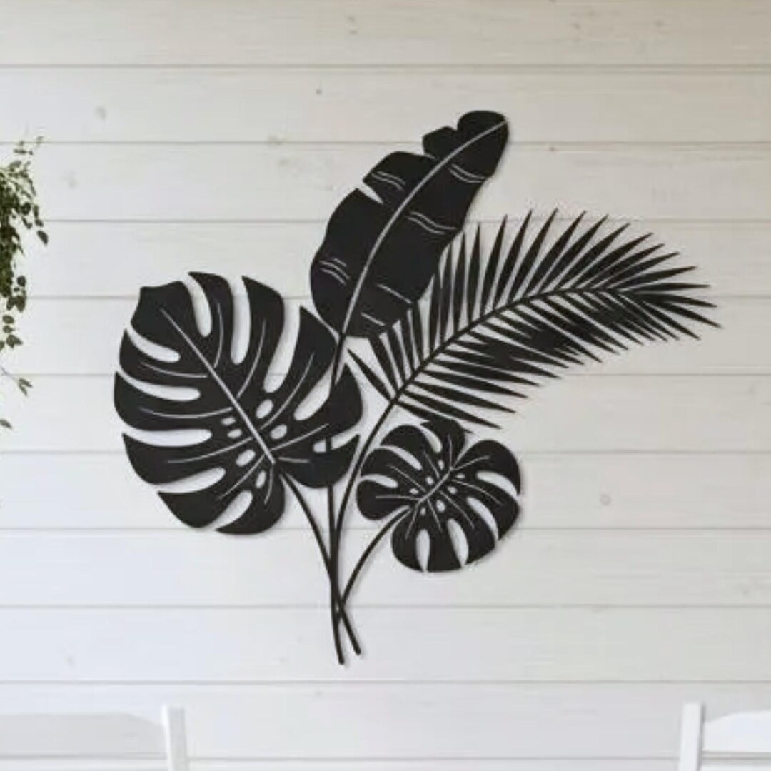 Tropical Leaf Wall Sculpture – Modern Botanical Metal Silhouette - Etsy