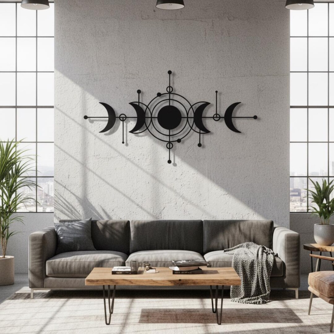 Moon Phase Metal Wall Art – Celestial Boho Decor | Modern Lunar Cycle ...