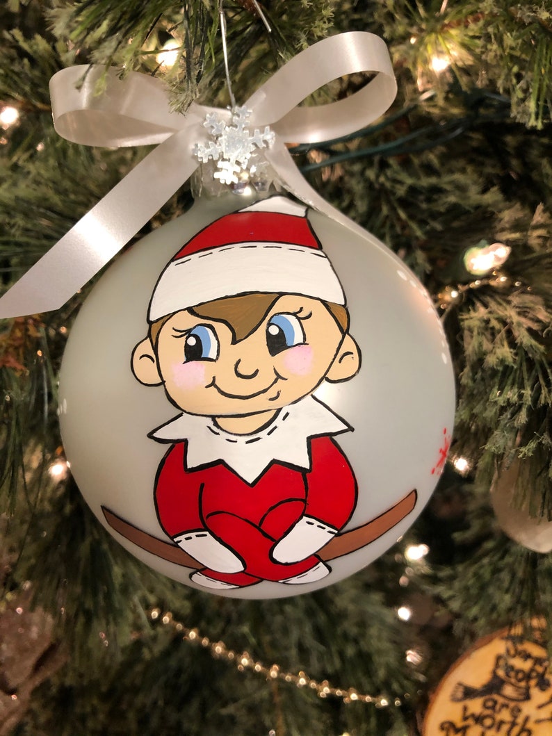 Elf on the Shelf Ornament Hand painted large glass Etsy