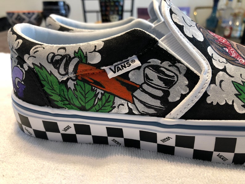 Cheech and Chong Painted Vans Hand painted shoes size 8 | Etsy