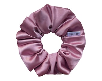 Sugarplum Hair Scrunchie | Pink Scrunchie | Purple Scrunchie | Satin Scrunchie | Hair Tie | Hair Elastic | Hair Accessory | VIA LIV