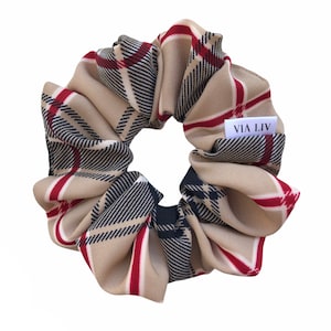 Beige rutig hårband | Beige hårband | Hårband | Hårresår | Hästsvans