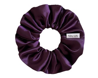 Amethyst Hair Scrunchie | Purple Scrunchie | Satin Scrunchies | Hair Tie | Hair Elastic | Hair Accessory | Bridesmaids Scrunchies | VIA LIV