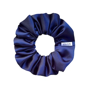 Royal Blue Satin Hair Scrunchies | Hair Scrunchies | Bridesmaids Scrunchies | Hair Tie | Hair Elastic | Hair Accessory | VIA LIV