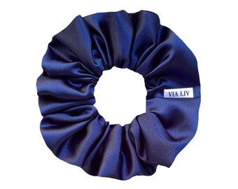 Royal Blue Satin Hair Scrunchies | Hair Scrunchies | Bridesmaids Scrunchies | Hair Tie | Hair Elastic | Hair Accessory | VIA LIV