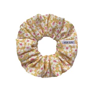 Orange Floral Hair Scrunchie | Hair Scrunchies | Hair Tie | Hair Elastic | Hair Accessory | VIA LIV