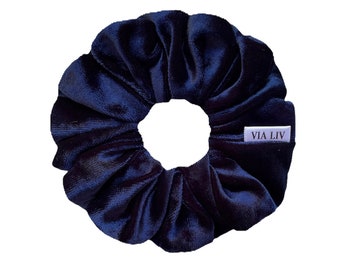 Duchess Blue Hair Scrunchie | Blue Velvet Hair Scrunchie | Scrunchies | Hair Tie | Hair Elastic | Hair Accessory | VIA LIV