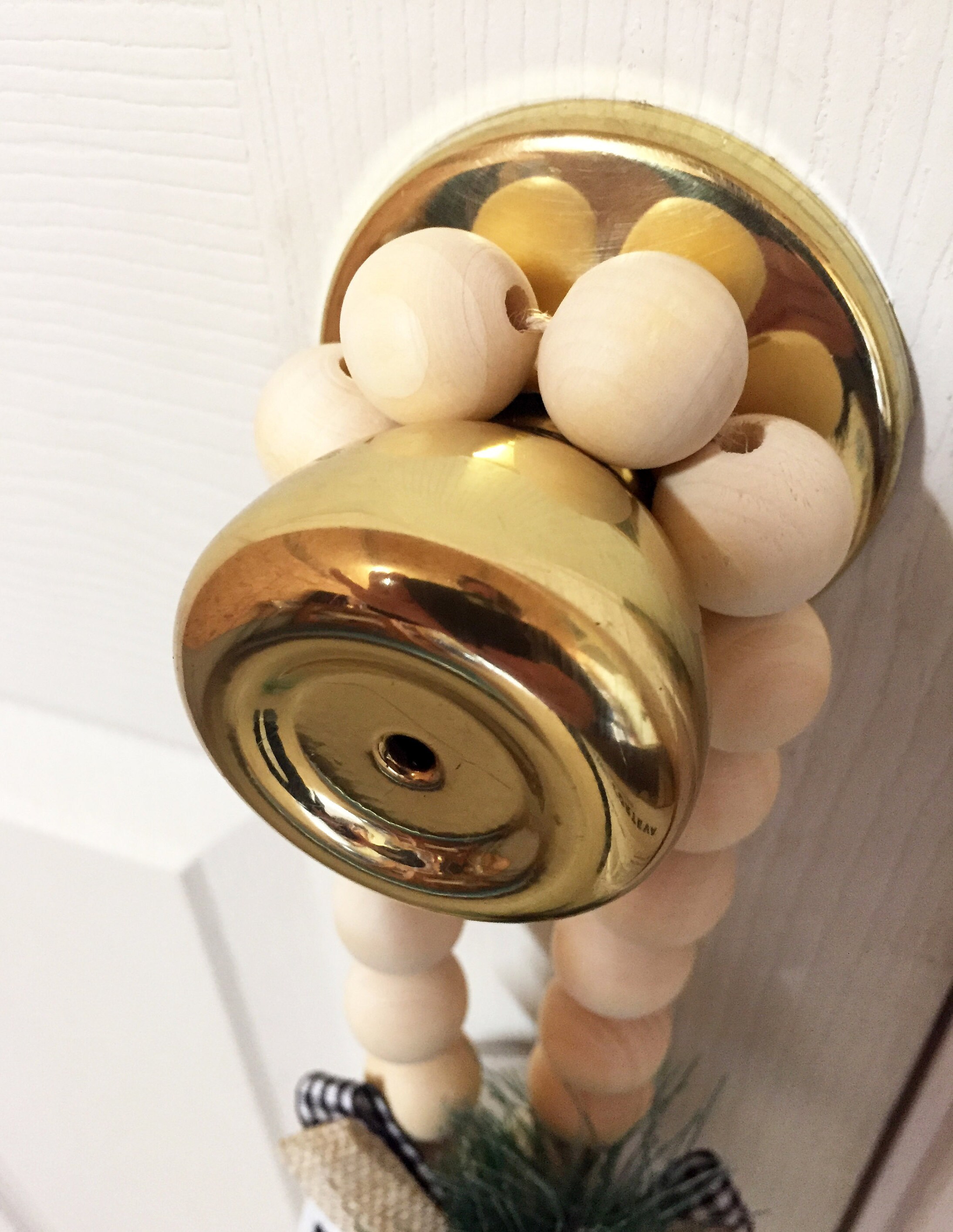 Farmhouse Bead Doorknob Hanger with Large Jingle Bell Wood Etsy
