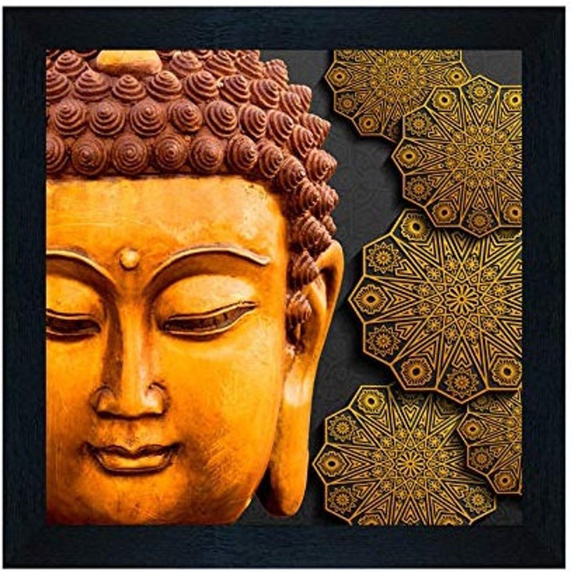 Buddha Framed painting Religious UV Textured Synthetic Wood Etsy