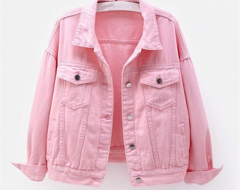 Pink Denim Jacket Etsy