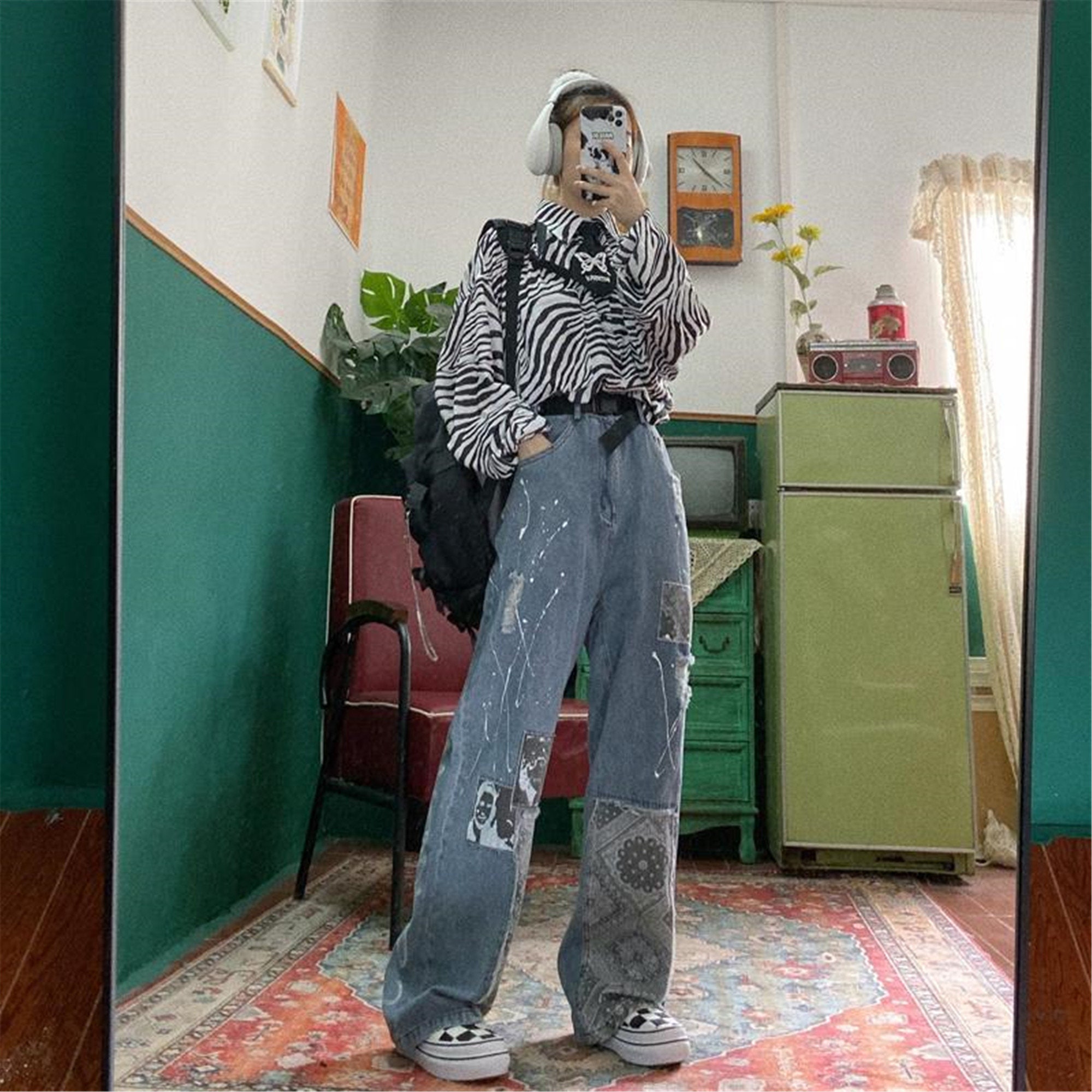 Pantaloni femminili vintage larghi Moda Harajuku Jeans larghi | Etsy Italia