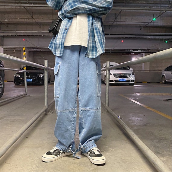 baggy straight leg jeans mens
