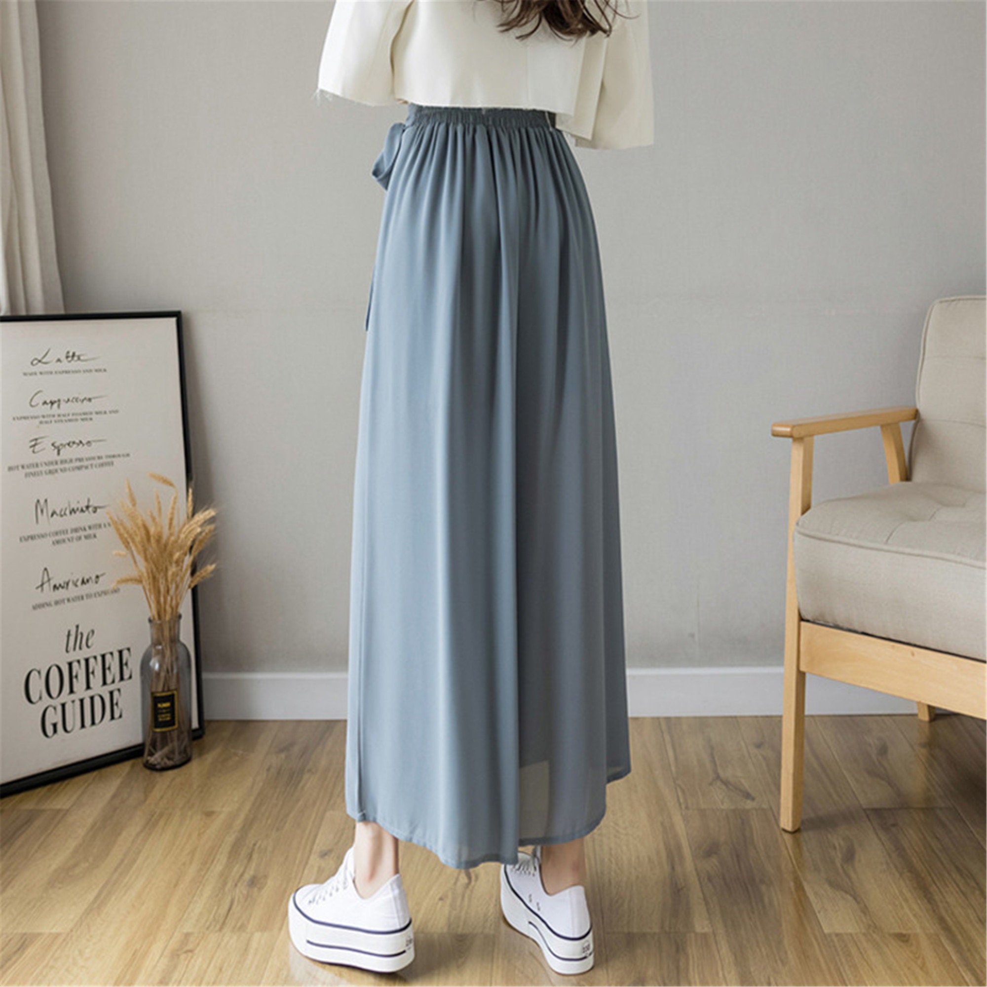 Spring Summer New Style Women Pleated Chiffon Trousers Plus | Etsy