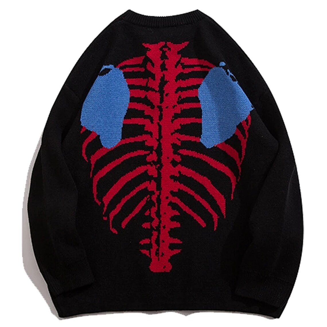 Men Knitted Sweaters Skeleton Bone Graphic Pullovers Casual Etsy