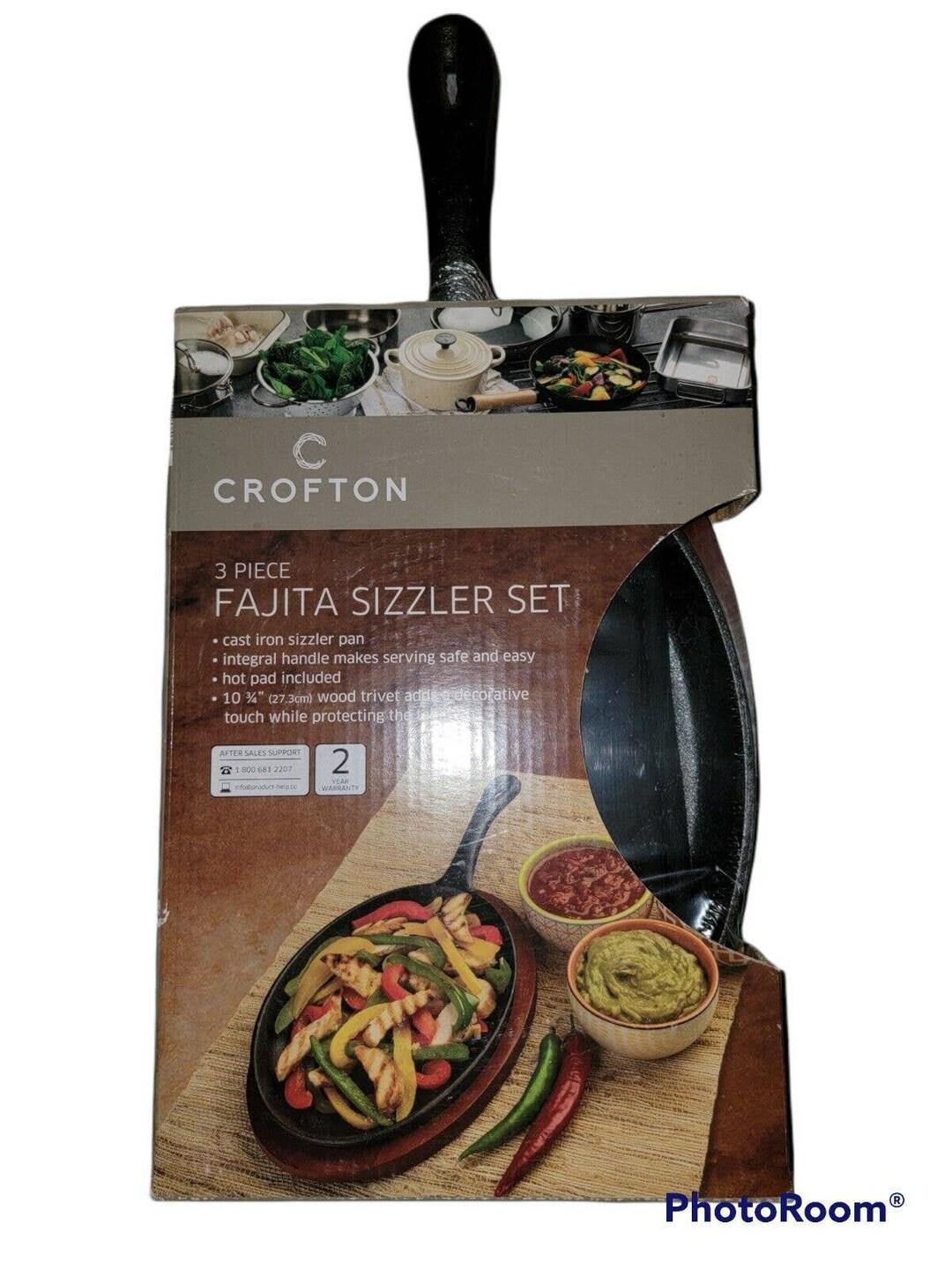 Crofton Cast Iron Sizzle Skillet Set W/ Wood Trivet With Hot Etsy