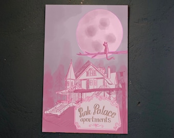 Różowy Pałac DIGITAL Print // Plakat dla fanów Coraline