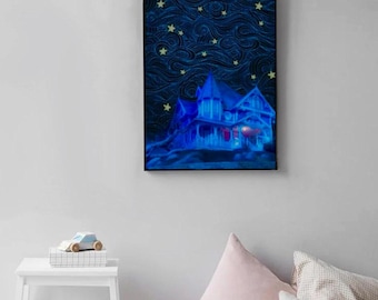 Różowy Pałac Nocne Niebo Plakat CYFROWY - BEZ Ramki