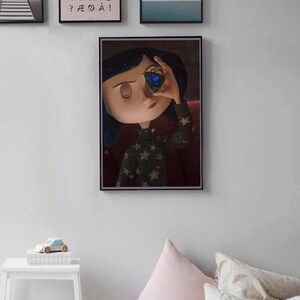 Coraline with her spy glass little Coraline in the reflection