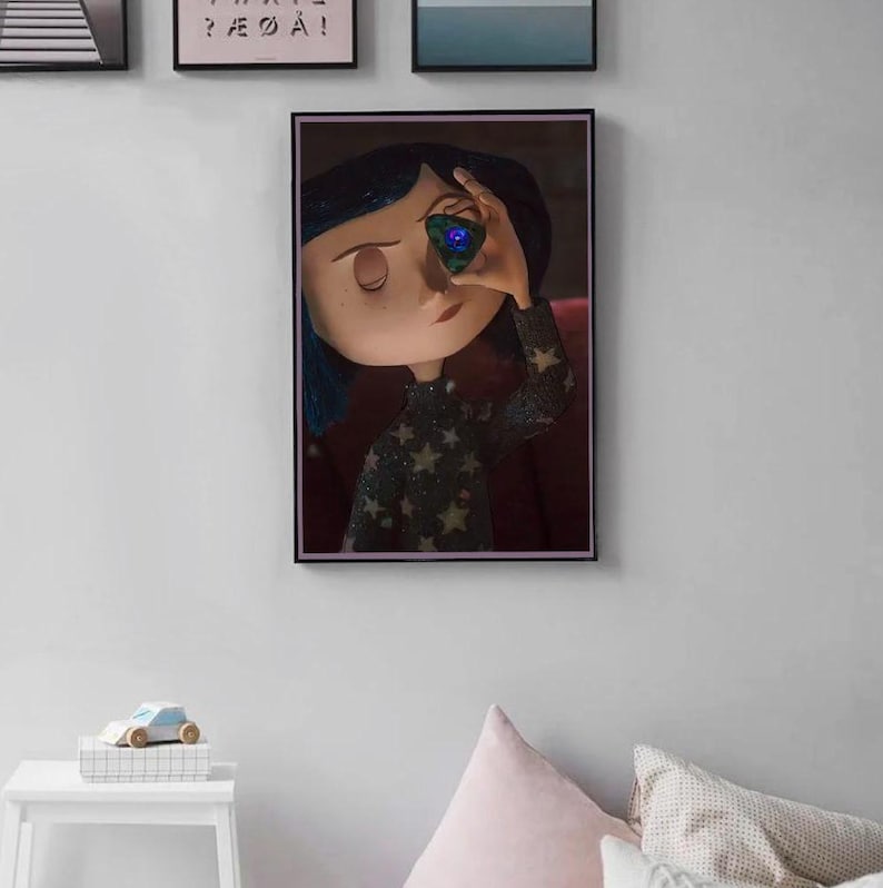 Coraline with her spy glass little Coraline in the reflection