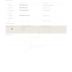 Könnte beinhalten: Eine weiße Planerseite für die morgendliche Hautpflegeroutine mit schwarzem Text. Sie enthält Abschnitte für Datum, Woche, Routineschritte, verwendete Produkte, Notizen und einen Check-in-Bereich mit Kreisen für Hautgefühl und Wasseraufnahme.