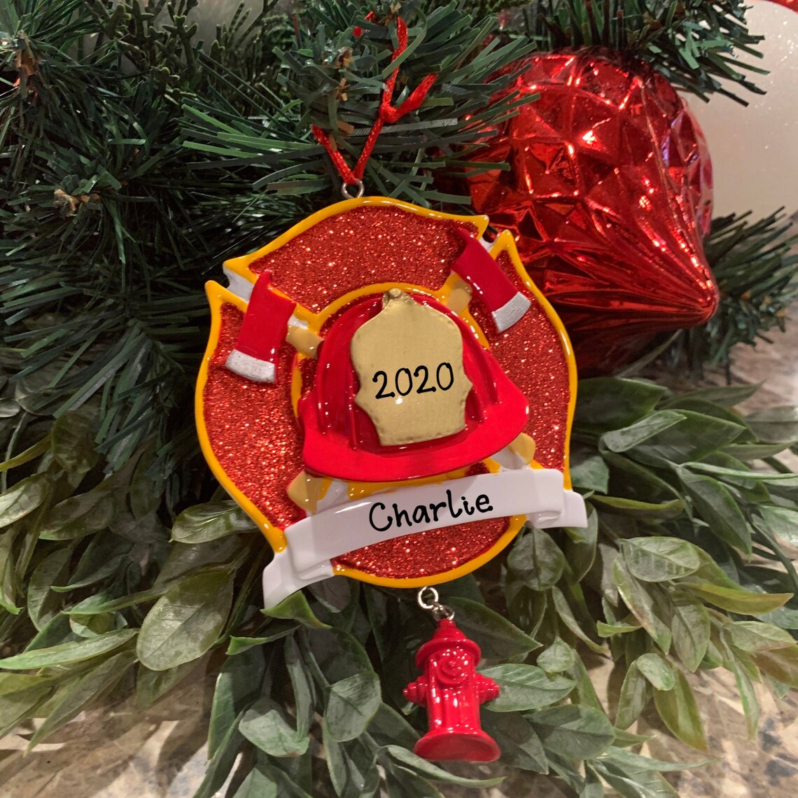 Fireman Ornament Hand Personalized Christmas Tree Ornament Etsy
