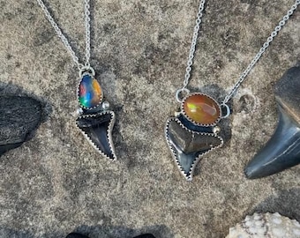 Opal and Shark Tooth Necklaces