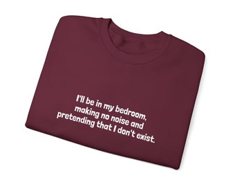 Bedroom under the stairs maroon crewneck