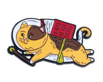 Reading Cat Enamel Pin