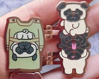 Trenchcoat Pugs Hinged Double Pin