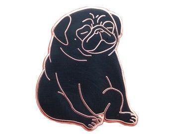Black Relaxation Pug Hard Enamel Pin