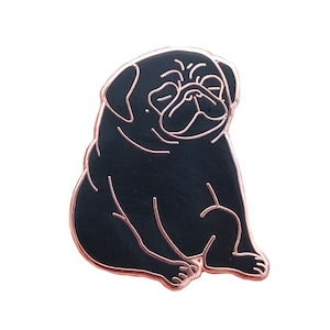 Black Relaxation Pug Hard Enamel Pin