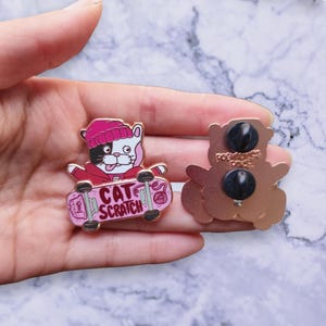 Skateboard Cat Hard Enamel Spinning Pin